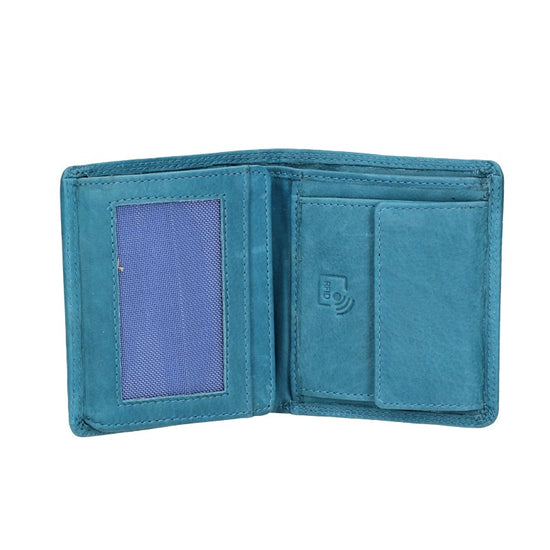 Geldbörse Hochformat klein in Türkis aus Leder - leder-accessoires.com
