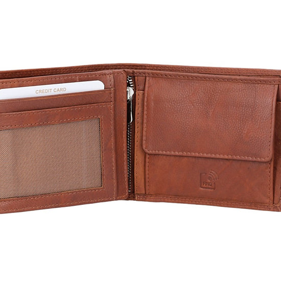 Geldbörse Querformat mit Reißverschluss in Blau|Navy aus Leder - leder-accessoires.com