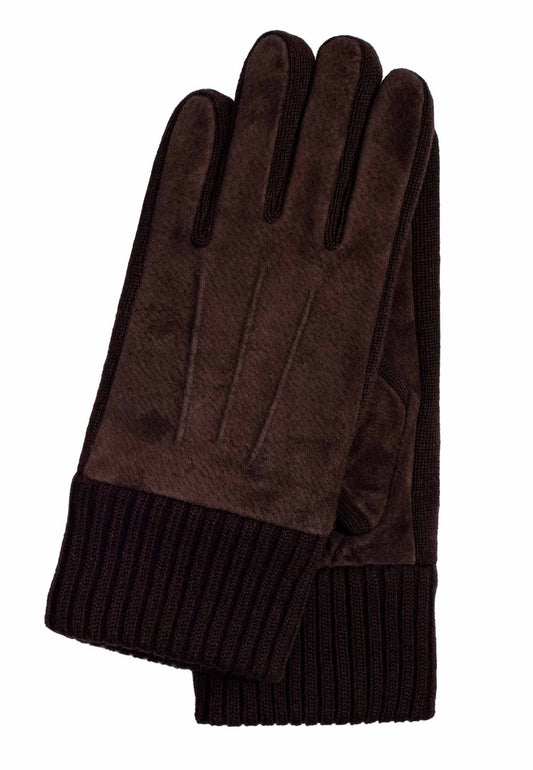 Lederhandschuhe Herren in Braun mit Strickbund - leder-accessoires.com