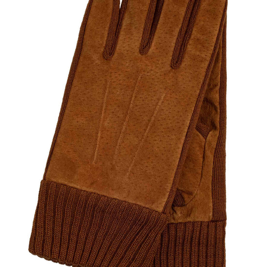 Lederhandschuhe Herren in Cognac mit Strickbund - leder-accessoires.com