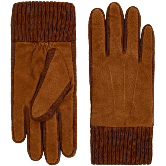 Lederhandschuhe Herren in Cognac mit Strickbund - leder-accessoires.com