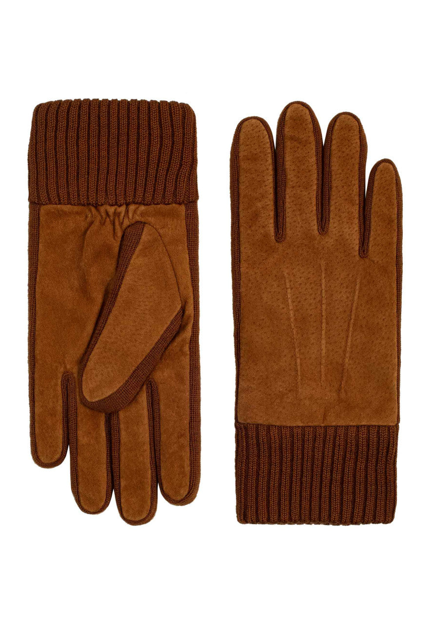 herren handschuhe cognac Herren Lederhandschuhe in Cognac mit elegantem Stickbund für Stil