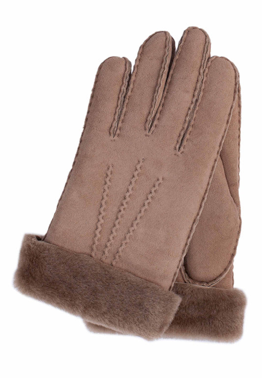 Lederhandschuhe Damen in Nougat|Beige aus Merino Lammfell - leder-accessoires.com