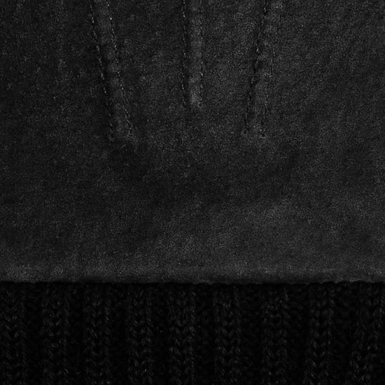 Lederhandschuhe Damen in Schwarz mit Strickbund - leder-accessoires.com