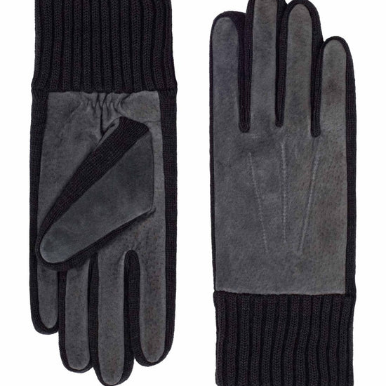 Lederhandschuhe Damen in Grau mit Strickbund - leder-accessoires.com