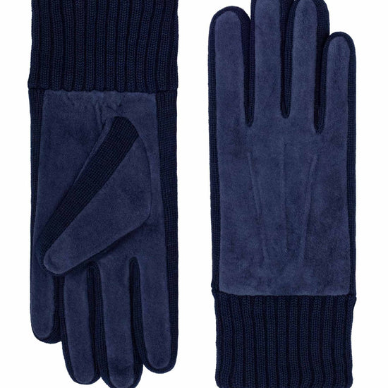 Lederhandschuhe Damen in Blau mit Strickbund - leder-accessoires.com