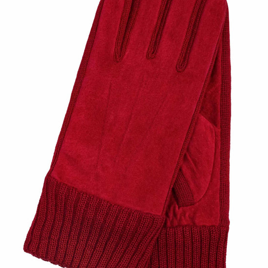 Lederhandschuhe Damen in Rot mit Strickbund - leder-accessoires.com