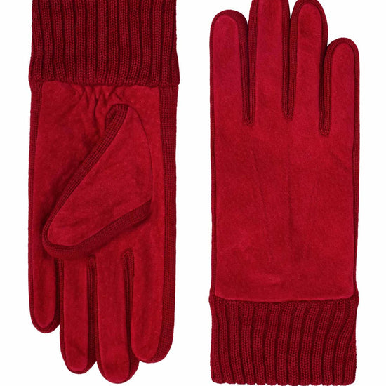 Lederhandschuhe Damen in Rot mit Strickbund - leder-accessoires.com