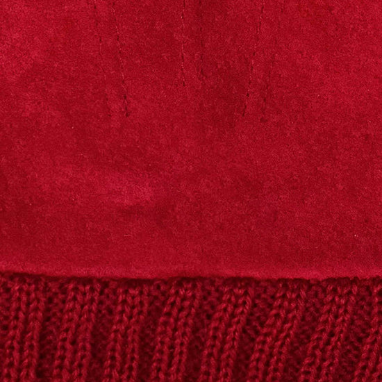 Lederhandschuhe Damen in Rot mit Strickbund - leder-accessoires.com