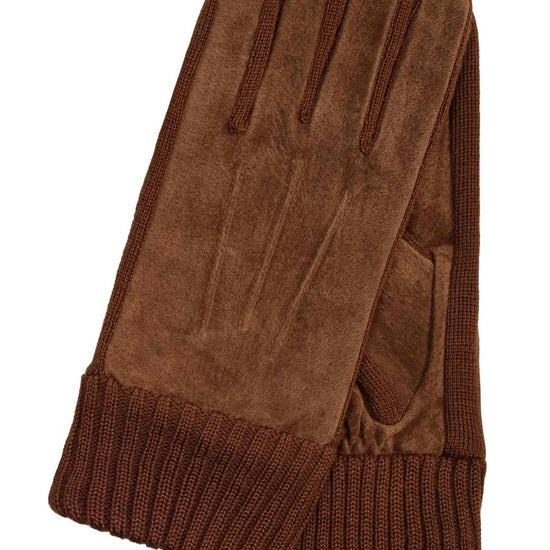 Lederhandschuhe Damen in Cognac mit Strickbund - leder-accessoires.com