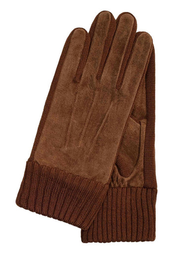 Lederhandschuhe Damen in Cognac mit Strickbund
