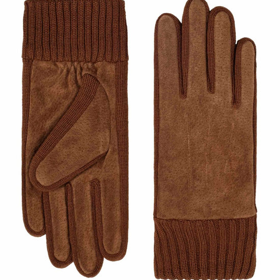 Lederhandschuhe Damen in Cognac mit Strickbund - leder-accessoires.com