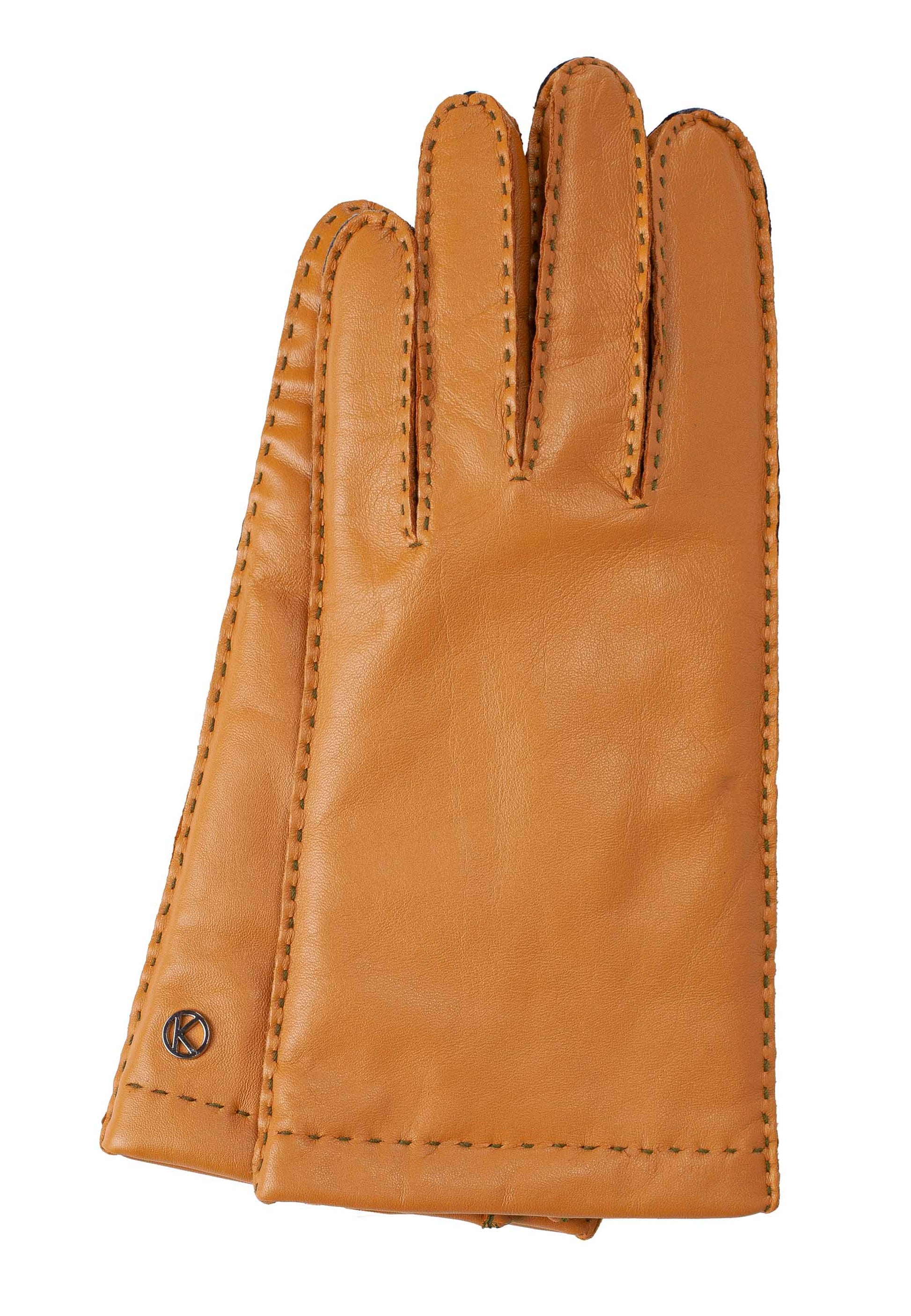 Lederhandschuhe in Gelb mit dunkler Ziernaht - leder-accessoires.com