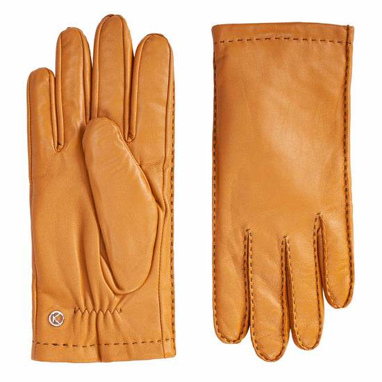 Lederhandschuhe in Gelb mit dunkler Ziernaht - leder-accessoires.com