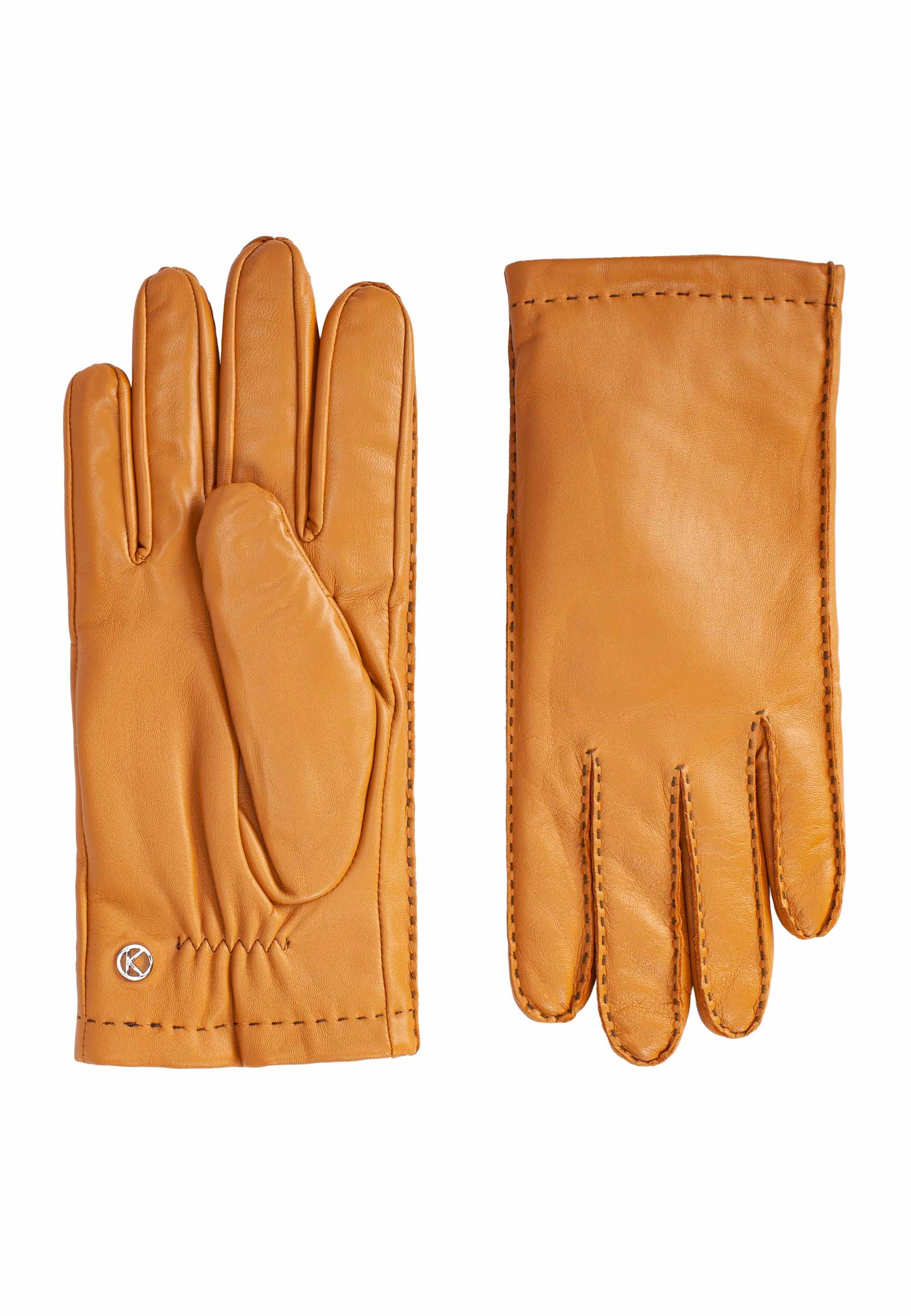 Lederhandschuhe in Gelb mit dunkler Ziernaht - leder-accessoires.com