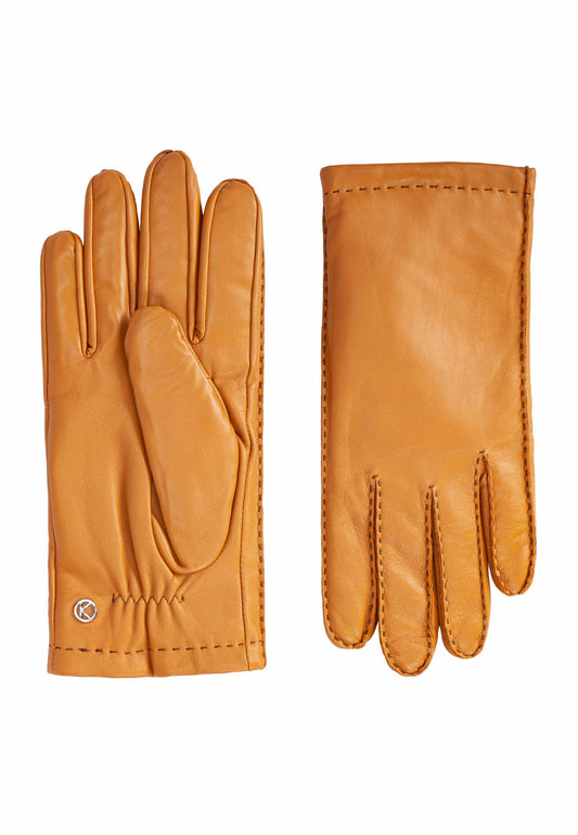 Lederhandschuhe in Gelb mit dunkler Ziernaht - leder-accessoires.com