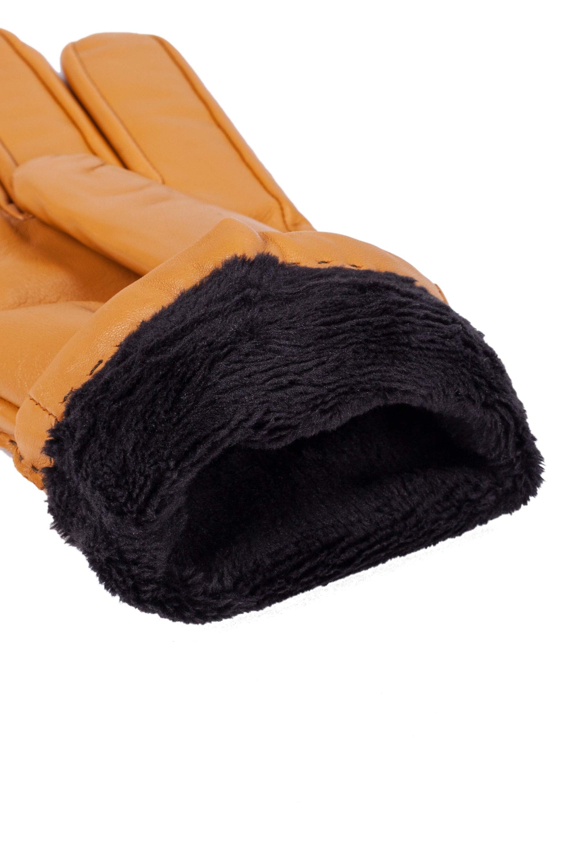 Lederhandschuhe in Gelb mit dunkler Ziernaht - leder-accessoires.com