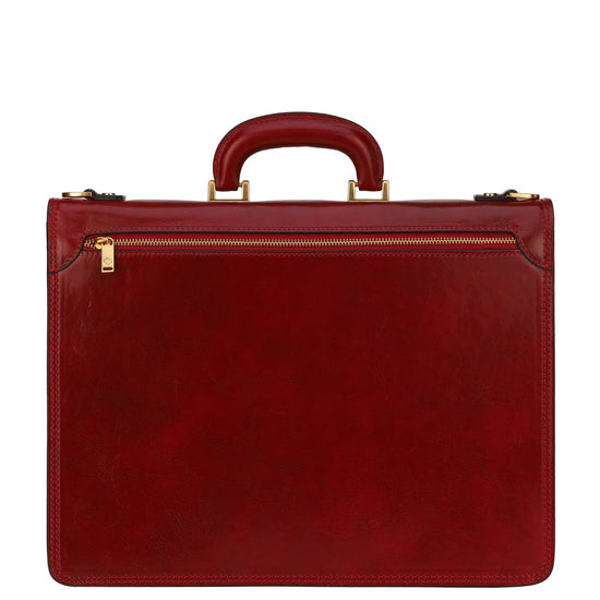 Dokumententasche 39,5 x 29,5m in Rot aus Leder mit Überschlag und Schloss - leder-accessoires.com