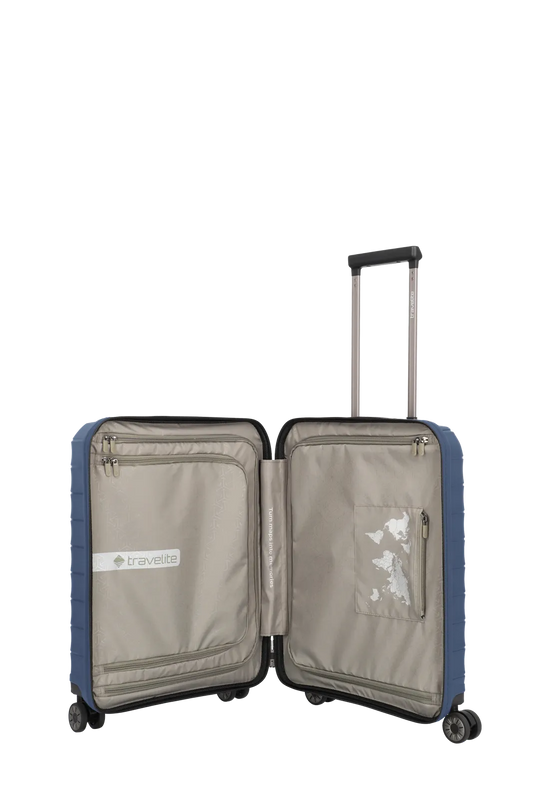 Mooby Trolley S in Marine mit 4-Rad und Erweiterung - leder-accessoires.com
