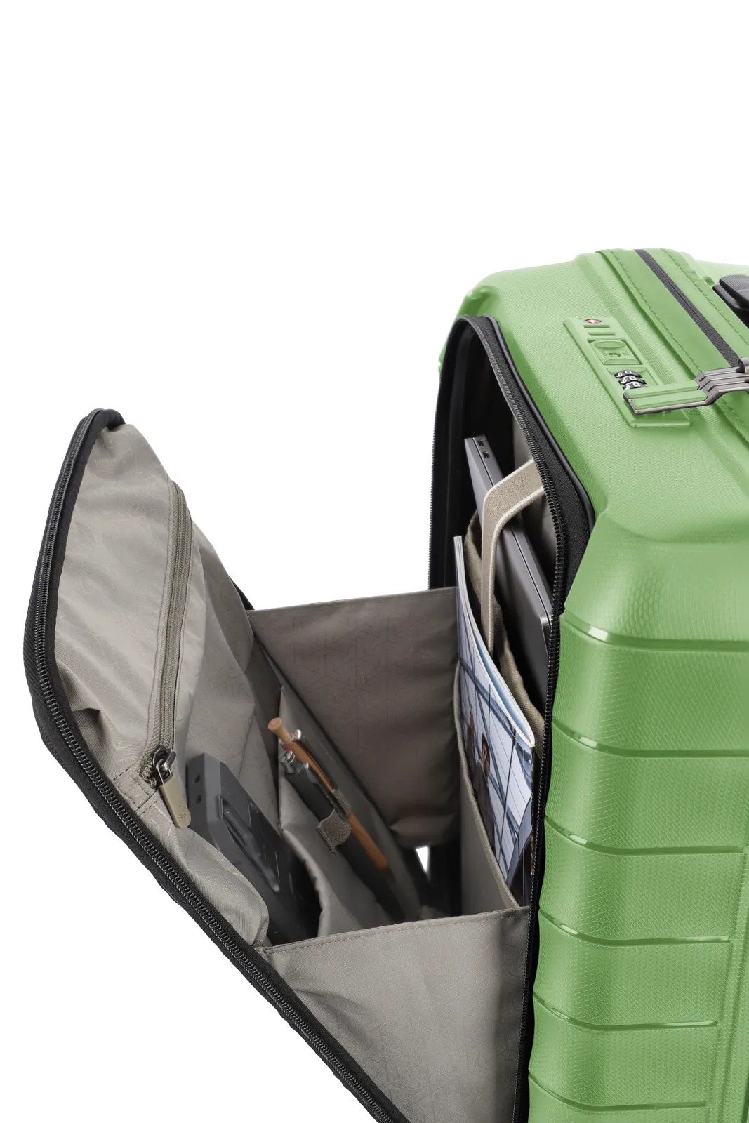 Mooby Trolley S in Grün mit 4-Rad und Erweiterung - leder-accessoires.com