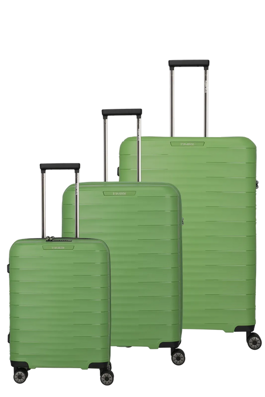 Mooby Trolley Set 3-teilig in Grün mit 4-Rad aus Polypropylen - leder-accessoires.com