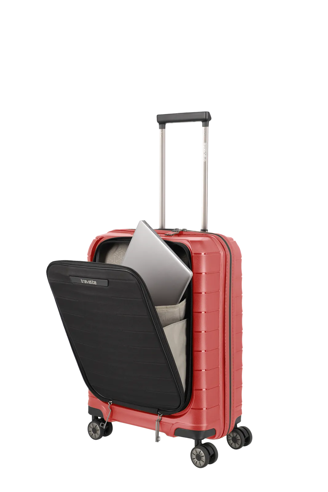 Mooby Trolley S in Rot mit 4-Rad und Erweiterung - leder-accessoires.com