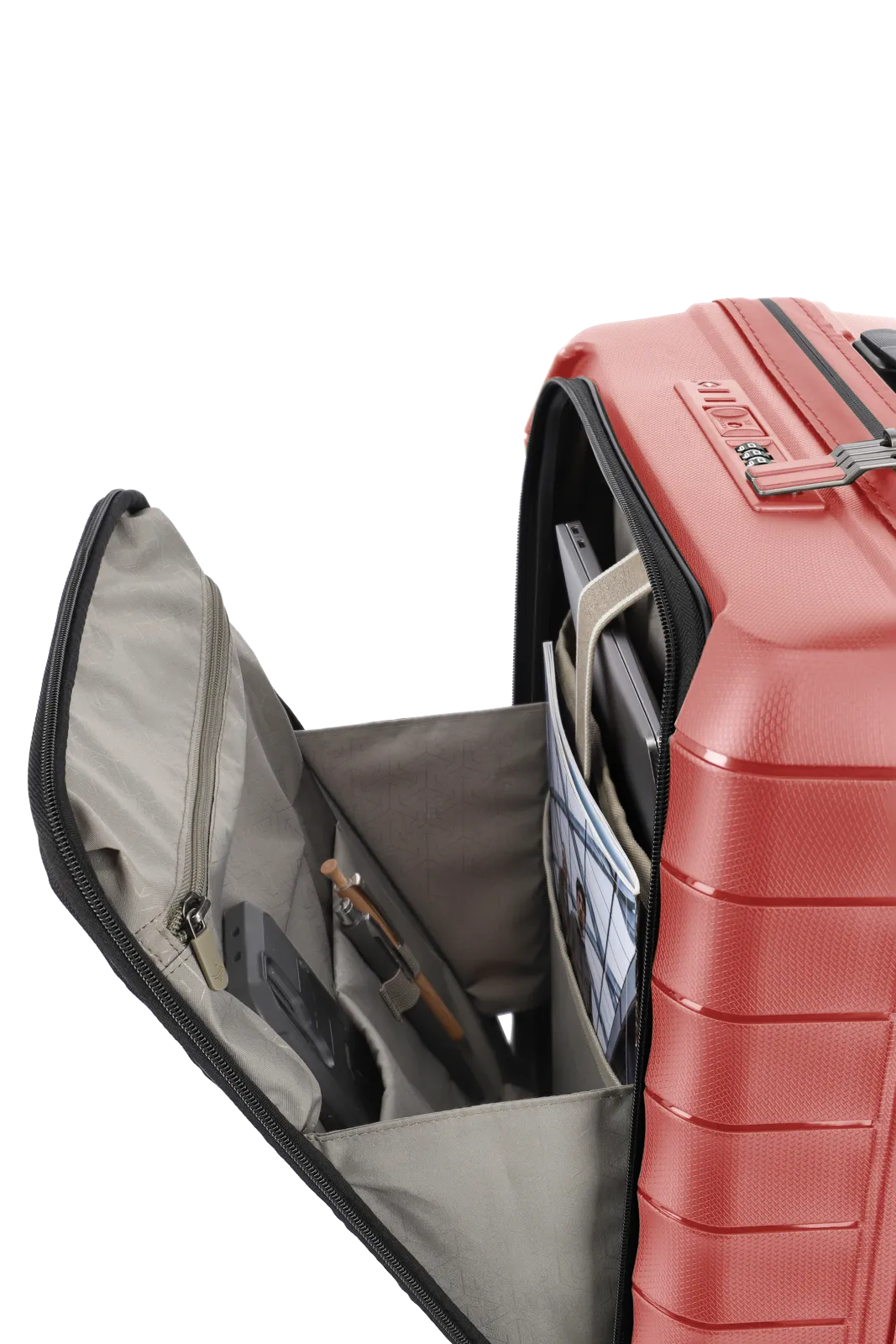 Mooby Trolley S in Rot mit 4-Rad und Erweiterung - leder-accessoires.com