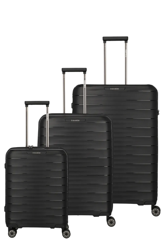 Mooby Trolley Set 3-teilig in Schwarz mit 4-Rad aus Polypropylen - leder-accessoires.com