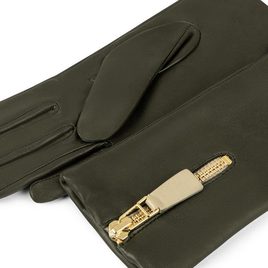 Lederhandschuhe | Haarschafleder Damen in Pine|Grün mit Reißverschluss von Röckl - leder-accessoires.com