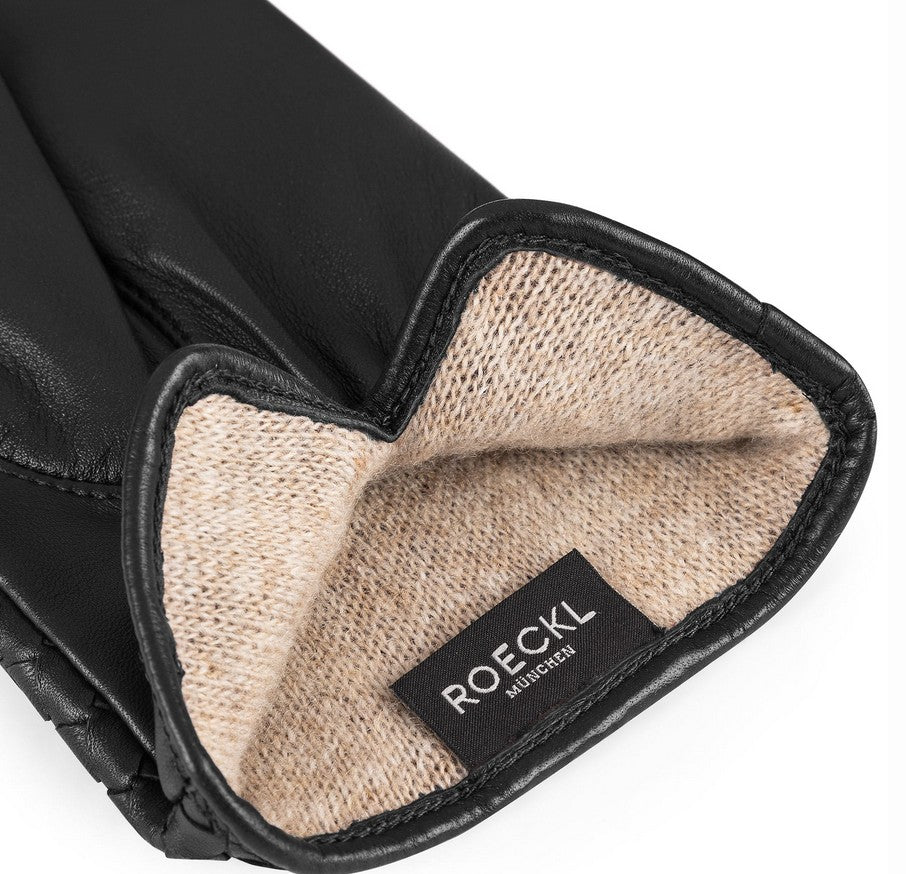 Lederhandschuhe | Haarschafleder Damen in Schwarz mit Flechtoptik von Röckl - leder-accessoires.com