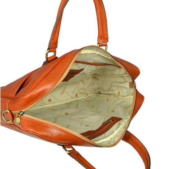 Businesstasche aus Leder in Cognac mit Reißverschluss und Vortasche - leder-accessoires.com