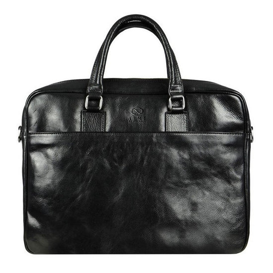 Businesstasche aus Leder in Schwarz mit Reißverschluss und Vortasche - leder-accessoires.com