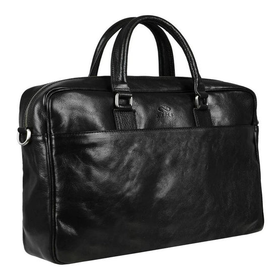 Businesstasche aus Leder in Schwarz mit Reißverschluss und Vortasche - leder-accessoires.com