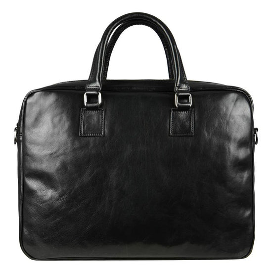 Businesstasche aus Leder in Schwarz mit Reißverschluss und Vortasche - leder-accessoires.com