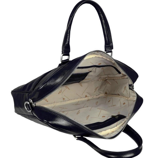 Businesstasche aus Leder in Schwarz mit Reißverschluss und Vortasche - leder-accessoires.com