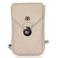 Handytasche aus Leder in Beige mit Überschlag und Steckschloss