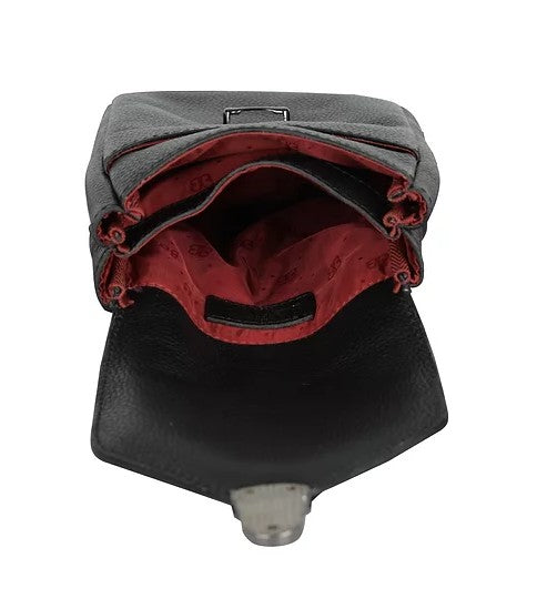 Handytasche aus Leder in Schwarz mit Überschlag und Steckschloss - leder-accessoires.com