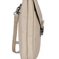Handytasche aus Leder in Beige mit Überschlag und Steckschloss