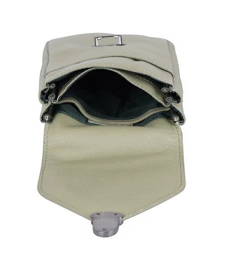 Handytasche aus Leder in Oliv mit Überschlag und Steckschloss - leder-accessoires.com