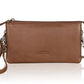 Umhänge-|Schultertasche aus Leder in Cognac mit Reißverschluss