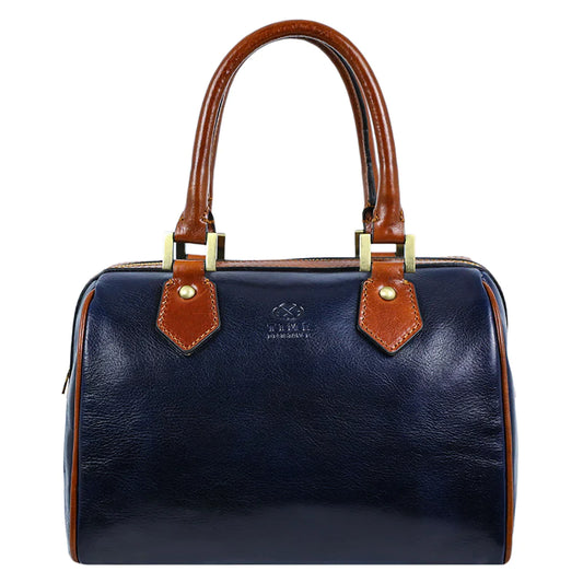 Bowlingtasche in Blau|Marine aus Leder - leder-accessoires.com