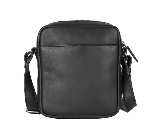 Umhängetasche aus Leder in Schwarz mit Reißverschluss - leder-accessoires.com