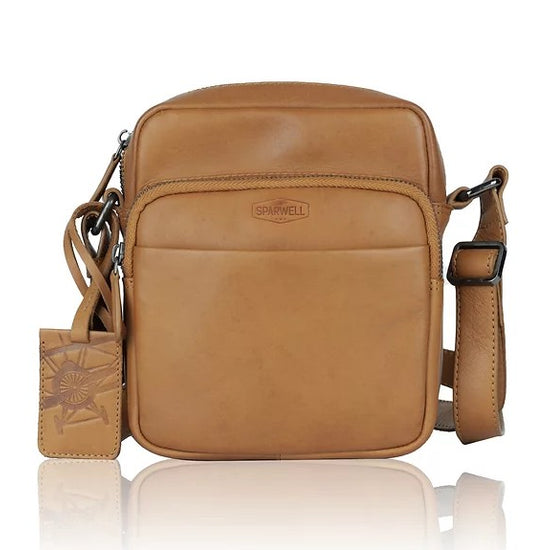 Umhängetasche aus Leder in Cognac mit Reißverschluss - leder-accessoires.com