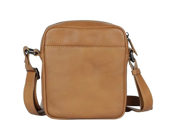 Umhängetasche aus Leder in Cognac mit Reißverschluss - leder-accessoires.com