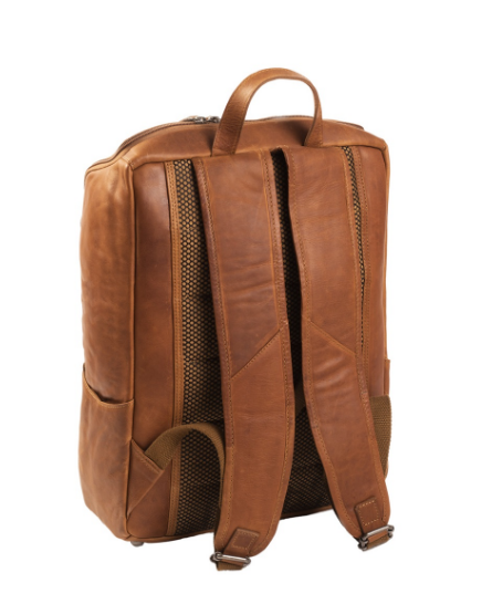 Rucksack aus Leder in Cognac