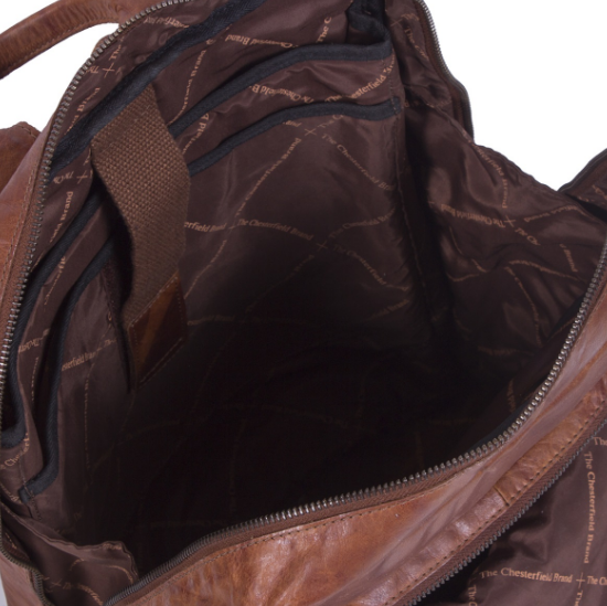 Rucksack mit Vortasche aus Leder in Cognac