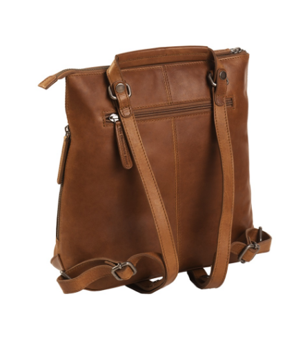 Rucksack|Crossover aus Leder in Cognac