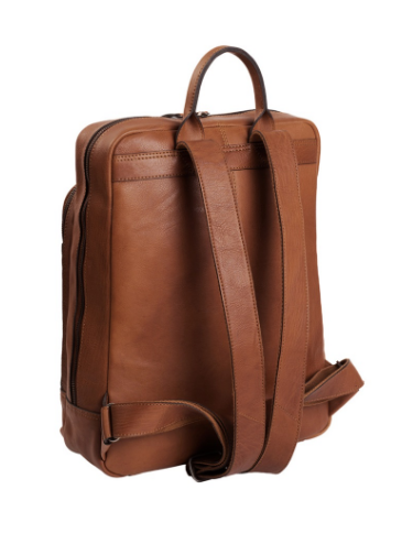 Rucksack mit Vortasche aus Leder in Cognac - leder-accessoires.com