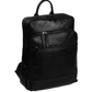 Rucksack mit Vortasche aus Leder in Schwarz