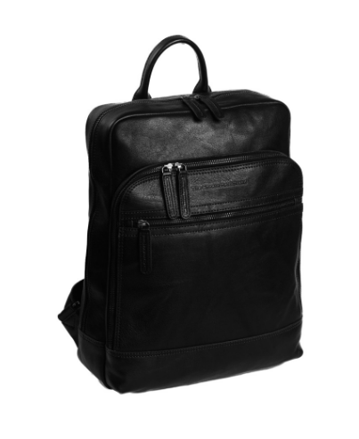 Rucksack mit Vortasche aus Leder in Schwarz - leder-accessoires.com